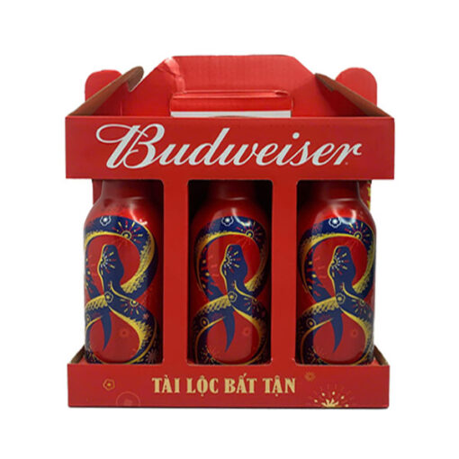 Xách quà tết bia budweiser alu chai nhôm (con rắn) 355ml